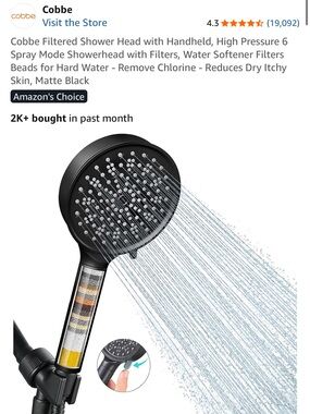 Cobbe Filtered Shower Head with Handheld, Matte Round High Pressure Spray Filter